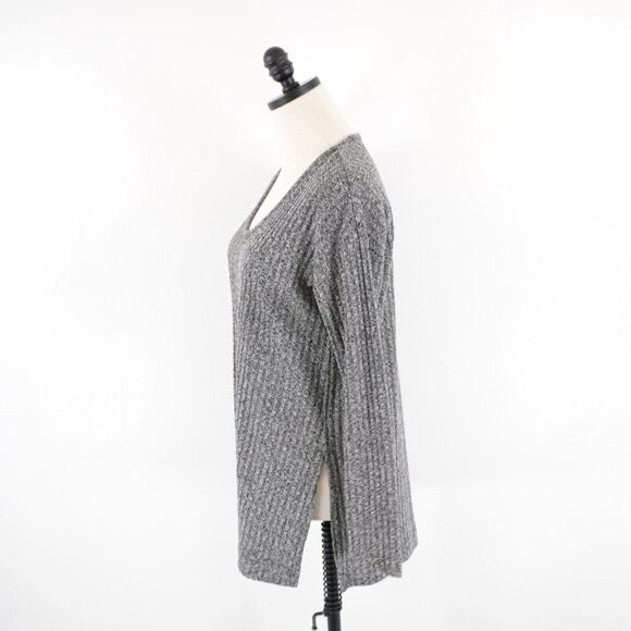 Ann Taylor Loft Gray Striped Medium Lightweight Sweater Scoop Neck Polyester - Picture 4 of 8